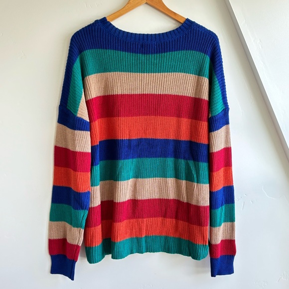 NWT Umgee Striped Oversize lightweight Pullover Sweater Sz L New - Picture 12 of 12